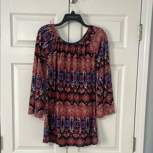 Colorful Patterned Tunic Sweater Material L/LX